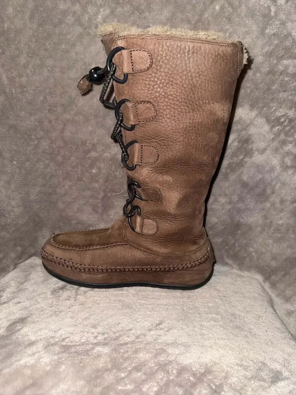 FitFlops Tall Mukluk Moc 2 Shearling Lined Boots Chocolate Brown Womens Sz 6